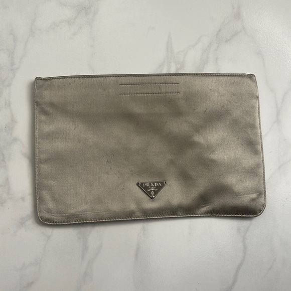 Authentic Prada Silver Evening Clutch | Good Condition - Picture 1 of 9